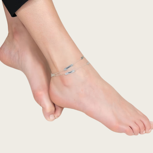 Personalisierte Fußkettchen mit mehreren Namen für Freundschaft und Muttertag