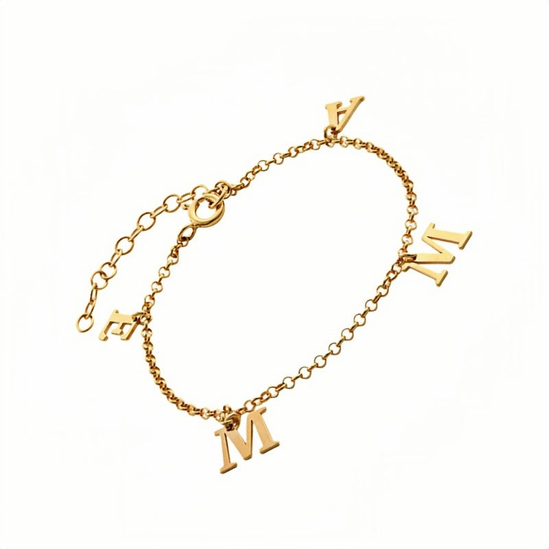 Personalized Sterling Silver 18k Gold Plated Initial Bracelet Custom Letter Jewelry for Her Unique Gift