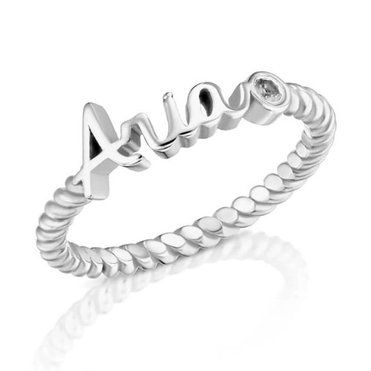 Sterling Silver Ring Twisted Eternity Band Personalized Your Name Custom Name for Grandma Mom Daughter