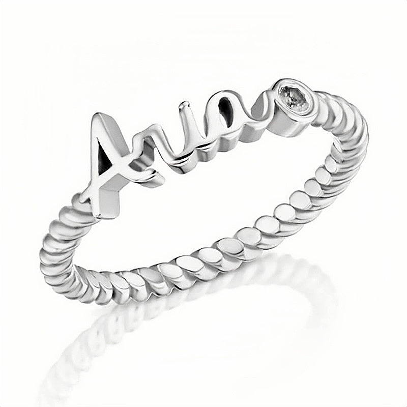 Sterling Silver Ring Twisted Eternity Band Personalized Your Name Custom Name for Grandma Mom Daughter