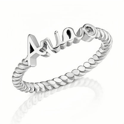 Sterling Silver Ring Twisted Eternity Band Personalized Your Name Custom Name for Grandma Mom Daughter