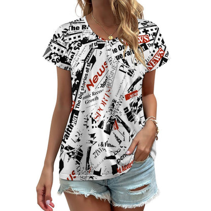 Custom Summer Tops for Women V Neck Basic Tees Short Sleeve Casual T-Shirts Loose Fit