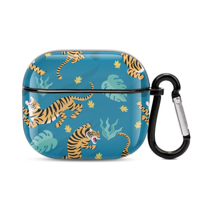 Custom AirPods 3 Case cover with Tiger Jungle design and Keychain.
