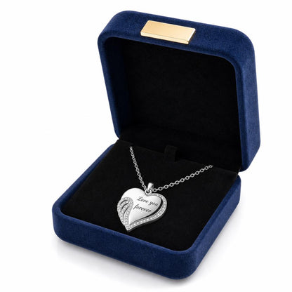 Angel wing heart necklace in a gift box