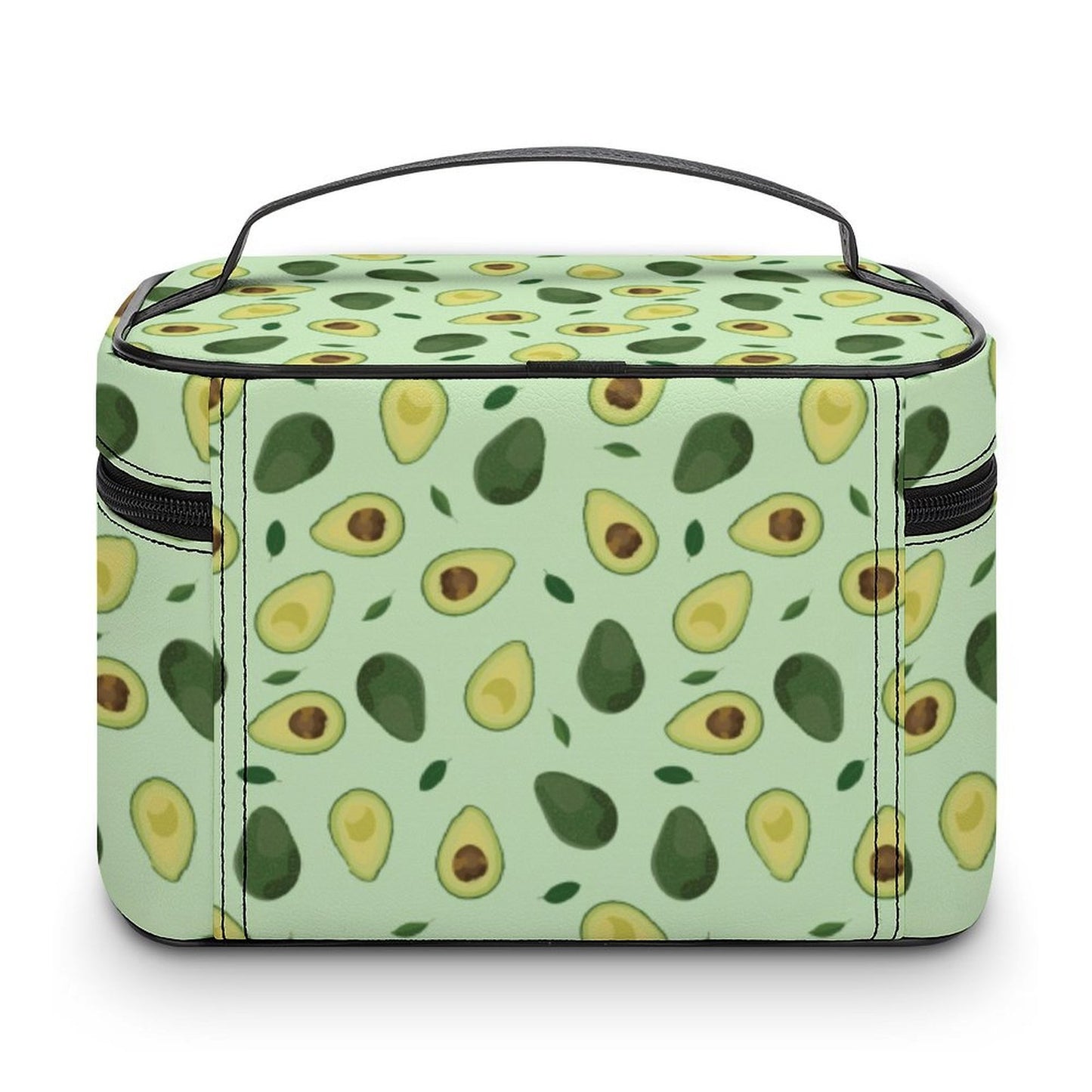 Personalized women toiletry bag and cosmetic case organizer with avocado print