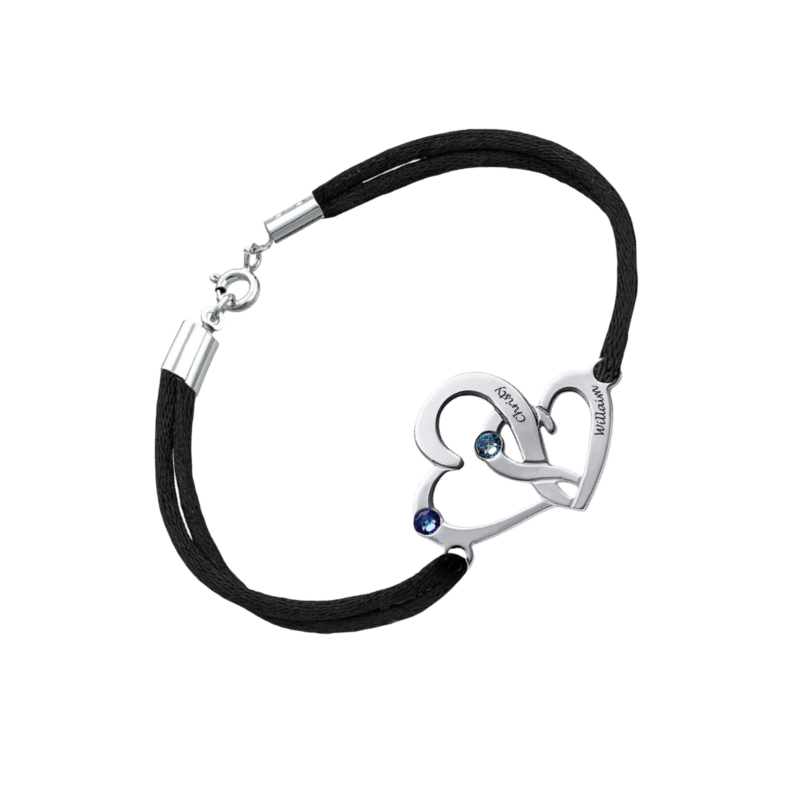 Custom S925 Sterling Silver Jewelry Forever Love Heart Stars Wax Rope Double Chain Bracelet Friendship Charm Bracelet Gift for Women