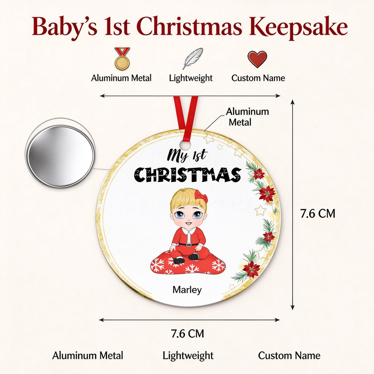 Personalized Baby's First Christmas Ornament with Custom Name - gift scene