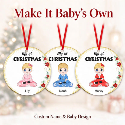 Personalized Baby's First Christmas Ornament with Custom Name - centerpiece display