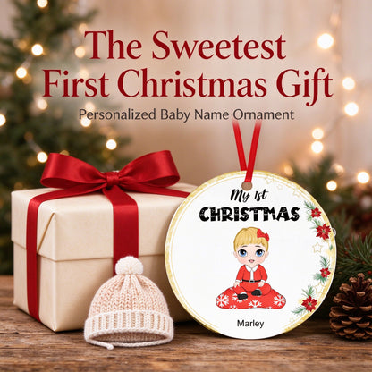 Personalized Baby's First Christmas Ornament with Custom Name - lifestyle scene