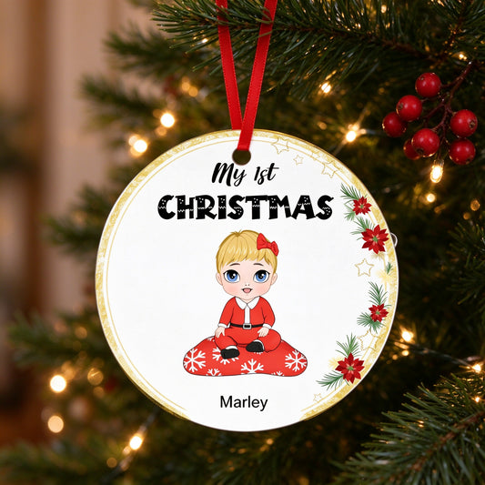 Personalized Baby's First Christmas Ornament with Custom Name - custom options or details