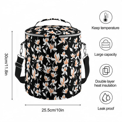 Barrel Cooler Bag dimensions (30cm/11.8in) and leakproof, double-layer heat insulation features.