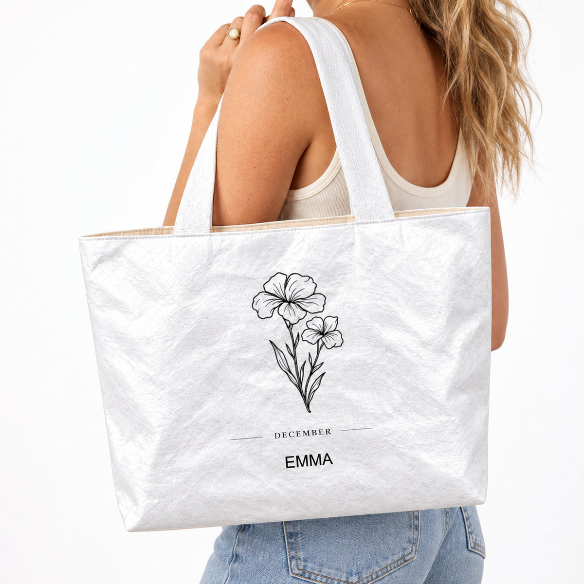 Personalized Split Initials Tote Bag with Vertical Name - outfit and styling view