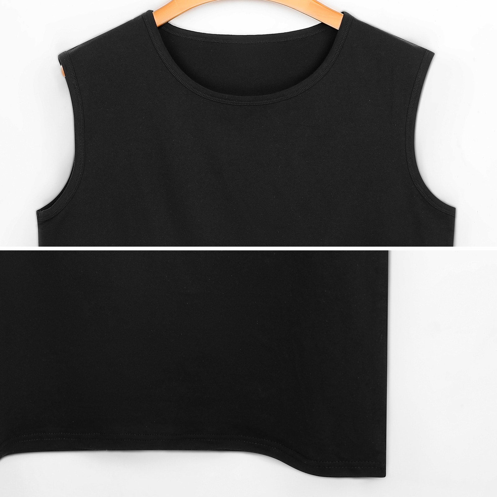 Black Muscle Tee Neckline And Hem Details Quality Fabric.