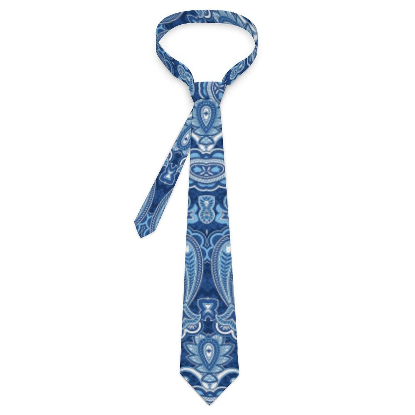 Blue floral paisley pattern men's tie, perfect for weddings, dances, and gifts.
