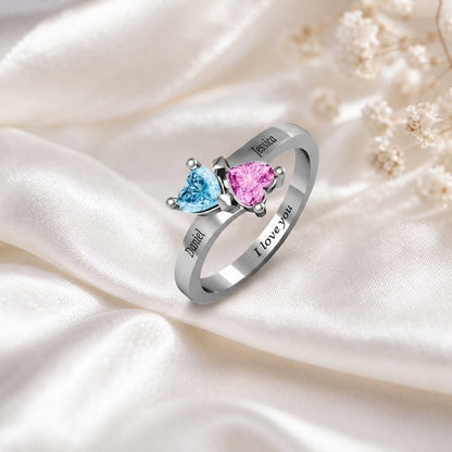Butterfly Two Birthstone Ring detail view custom jewelry