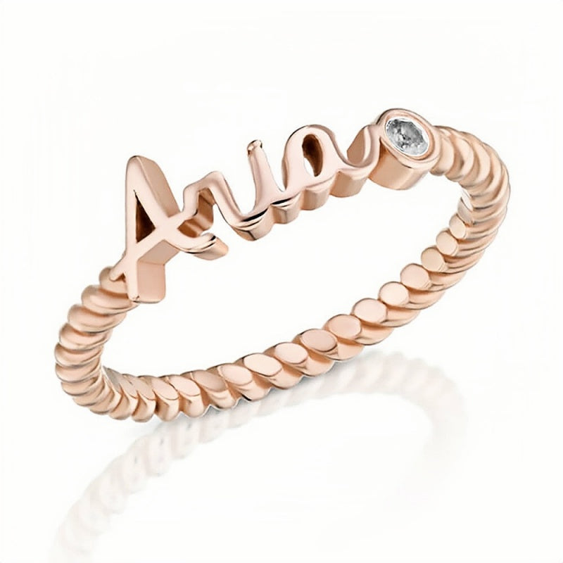Sterling Silver Ring Twisted Eternity Band Personalized Your Name Custom Name for Grandma Mom Daughter