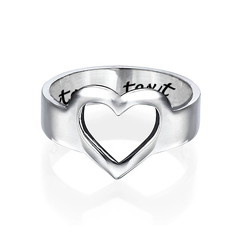 Sterling Silver Promise Rings Love Heart Ring for Women Personalized Engraved Custom Name