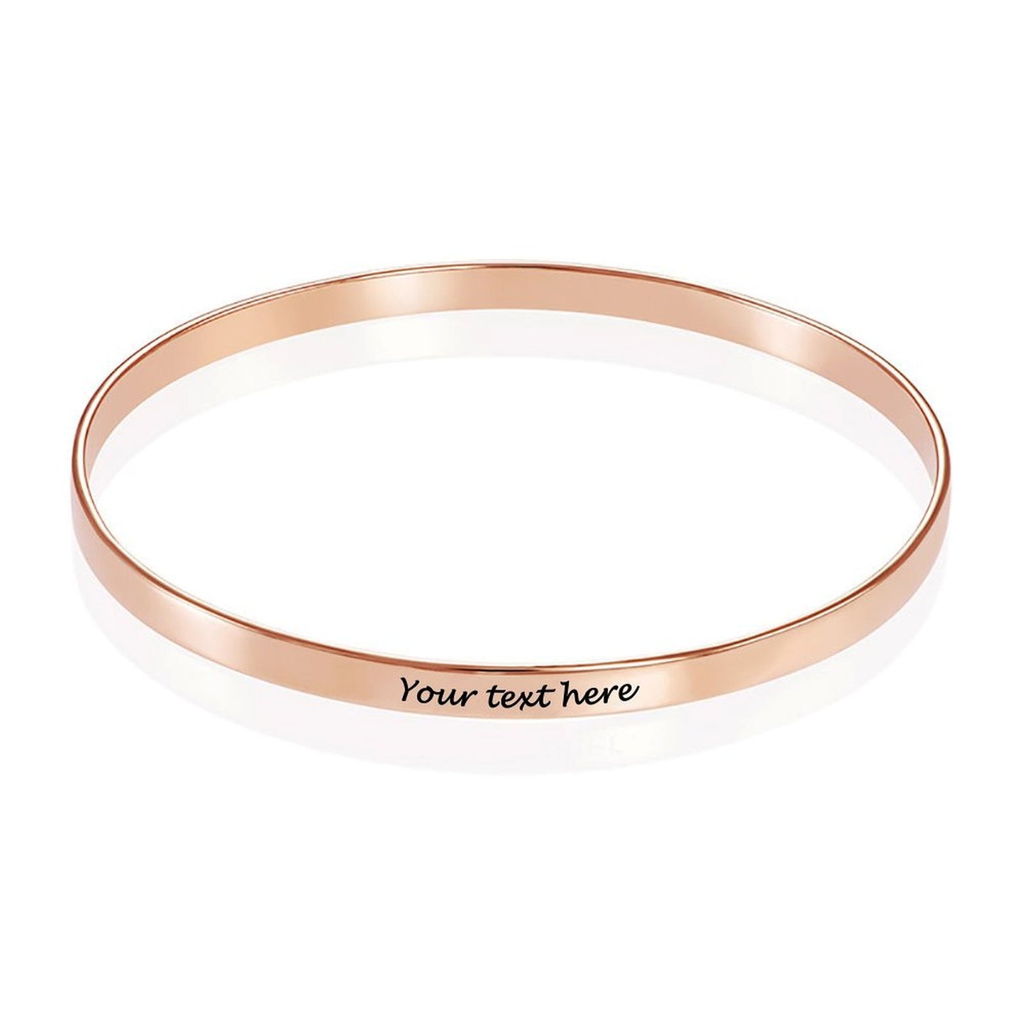 Personalized Simple Carved Bracelet 925 Sterling Silver or 18K Yellow Gold Over Name Engraved Bangle Bracelet for Women