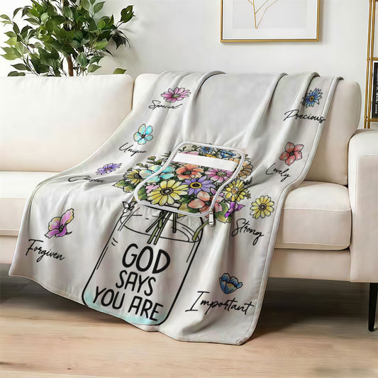 Christian Gifts for Women, Bible Verse 2-in-1 Blanket Pillow Combo, Inspirational Flowers Religious Gift for Mom Sister, Foldable Flannel Throw