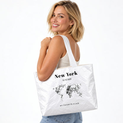 Personalized City Map Tote Bag with Custom City Name - outfit and styling view