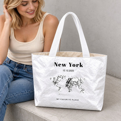 Personalized City Map Tote Bag with Custom City Name - material or size detail view