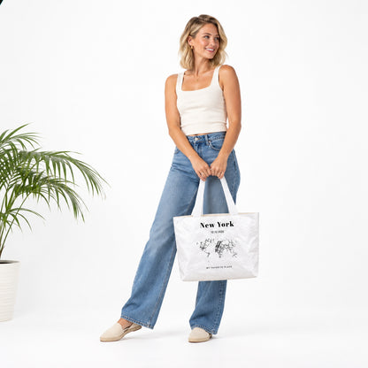 Personalized City Map Tote Bag with Custom City Name - personalization detail view