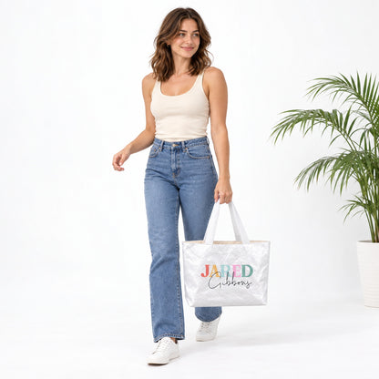 Personalized Colorful First and Last Name Tote Bag - gift and everyday carry scene