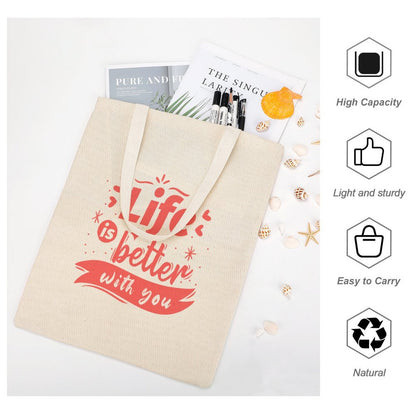 One Side Printed Cotton Tote Bag. Lightweight and High Capacity for Shopping.