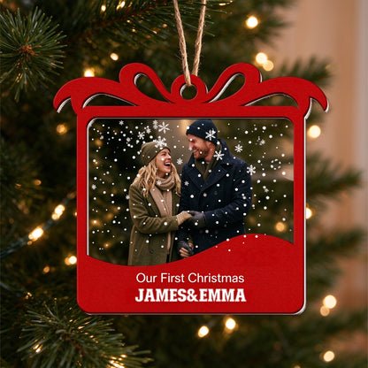 Personalized Couple Photo Christmas Ornament, Our First Christmas Custom Names Gift - lifestyle scene