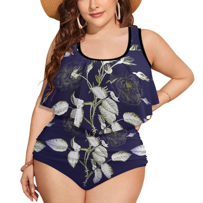 Ensemble tankini grande taille à volants pour femme - Maillot de bain imprimé gainant pour femmes rondes