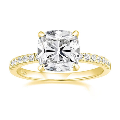 Custom Name Hidden Halo Engagement Ring,3CT Sterling Silver, Engraved Promise Ring for Women