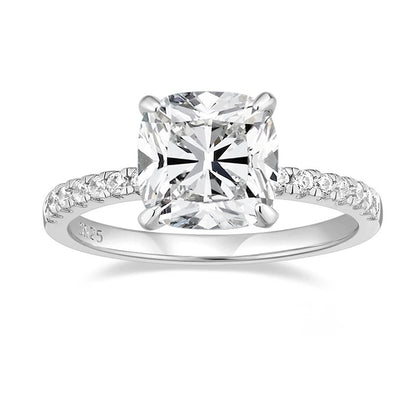 Custom Name Hidden Halo Engagement Ring,3CT Sterling Silver, Engraved Promise Ring for Women