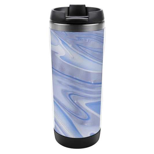Custom 12.5oz reusable insulated coffee mug stainless steel tea tumbler in marble design.