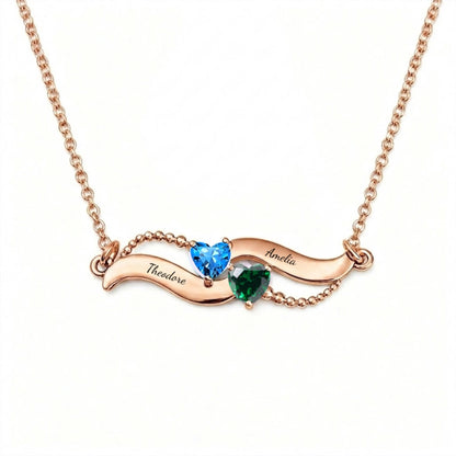 Angel wing birthstone necklace front view