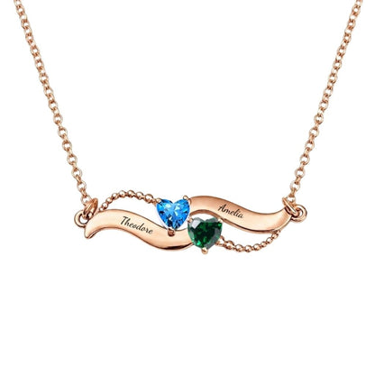 Angel wing birthstone necklace front view