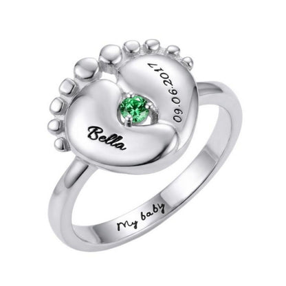 Custom Baby Feet Birthstone Ring main product view