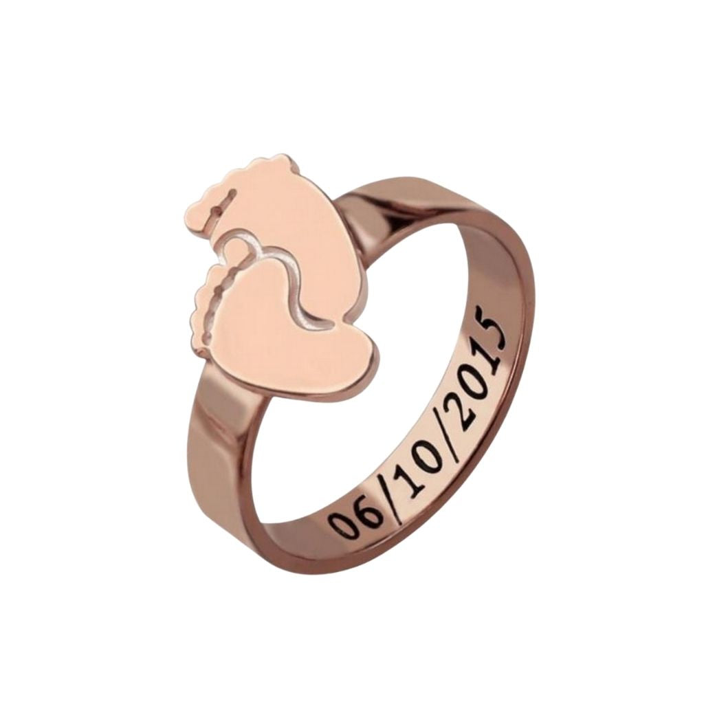 Personalized Baby Feet Name Ring main product view custom jewelry
