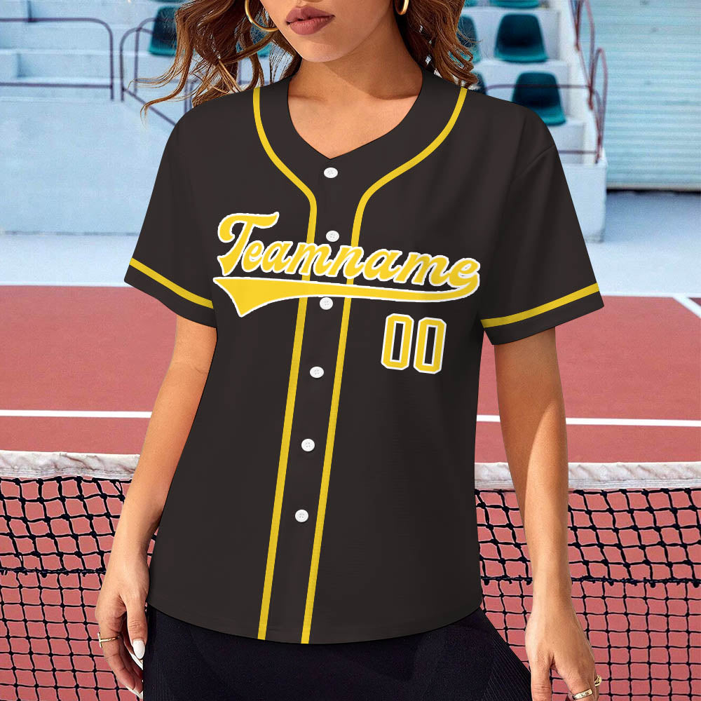 Custom Baseball Shirt for women worn over a net on a tennis court, casual hip hop style.