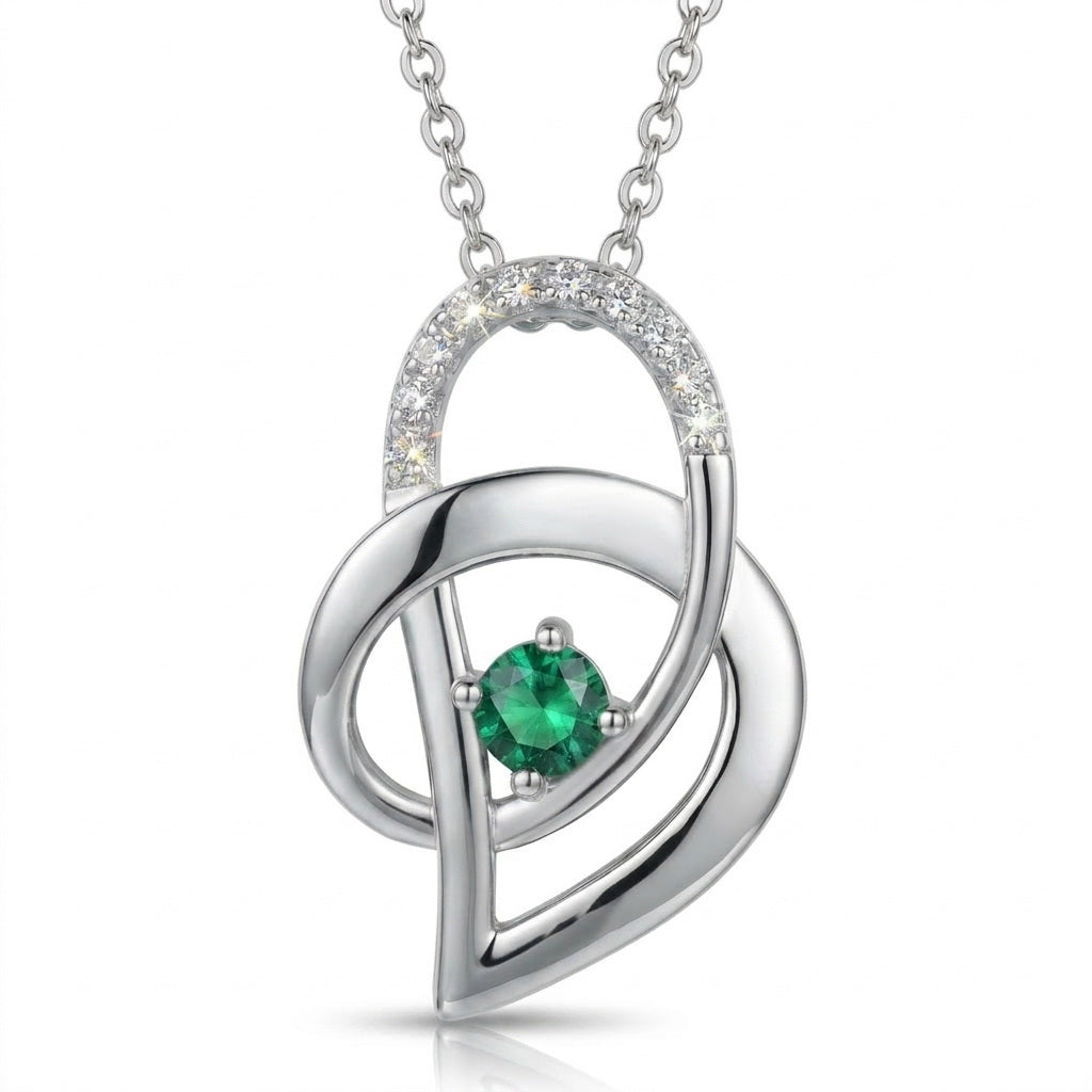 Silver Infinity Heart Custom Birthstone Engraved Necklace Gift for Women
