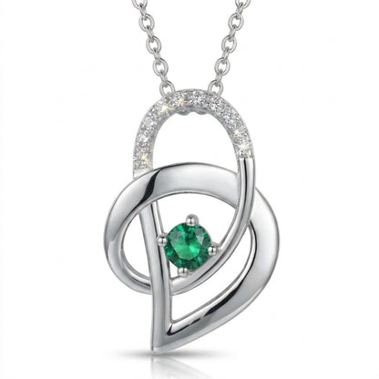 Silver Infinity Heart Custom Birthstone Engraved Necklace Gift for Women