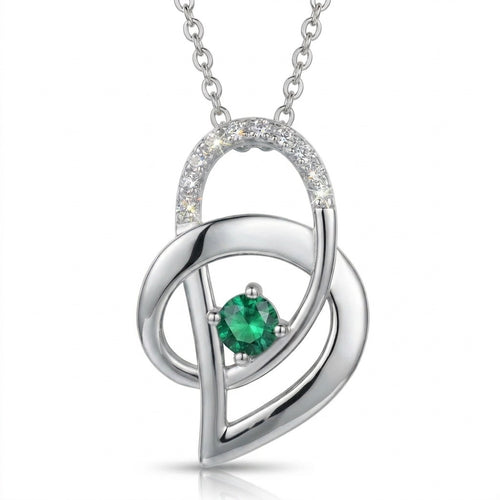 Silver Infinity Heart Custom Birthstone Engraved Necklace Gift for Women