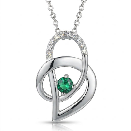 Silver Infinity Heart Custom Birthstone Engraved Necklace Gift for Women