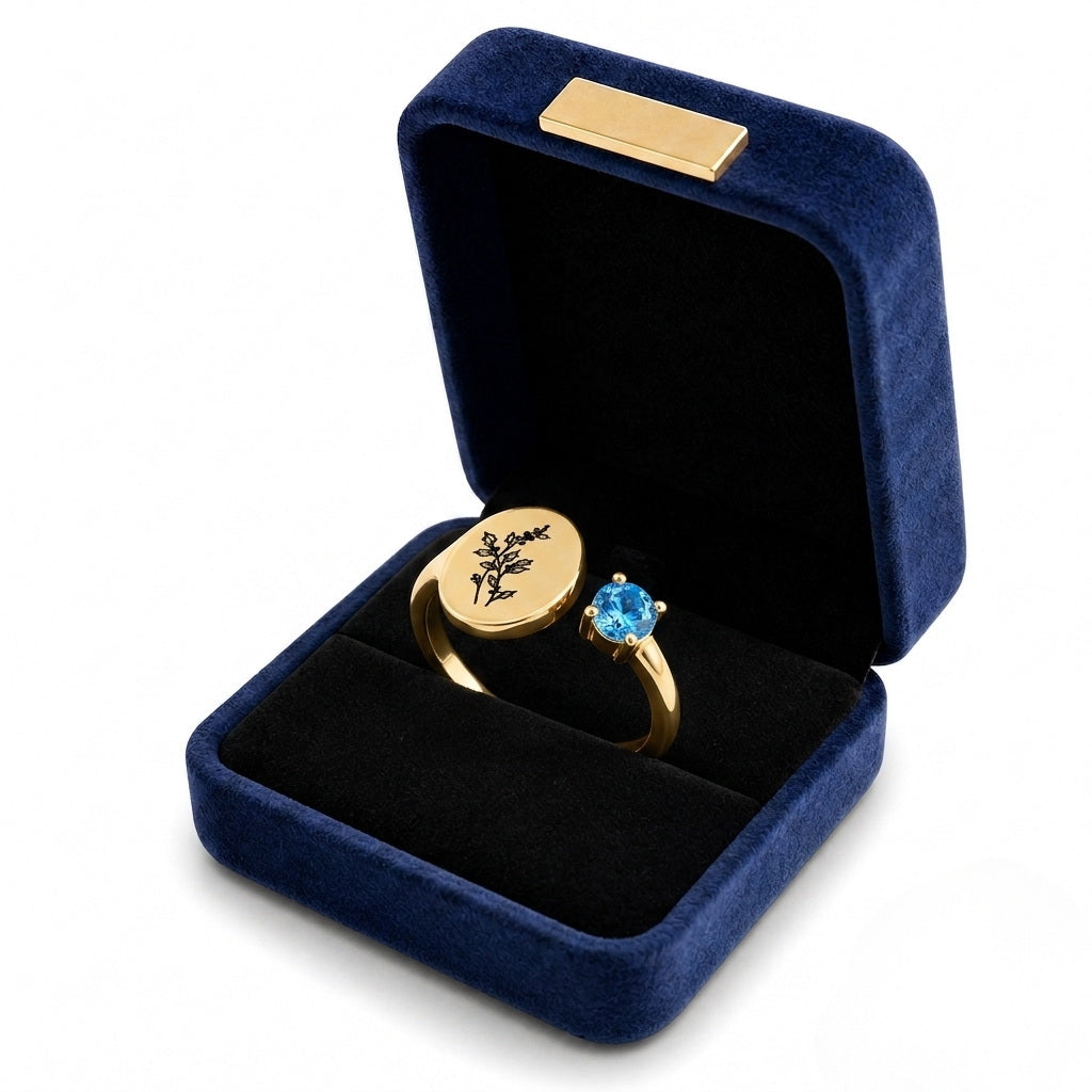 Custom botanical disc ring gift view