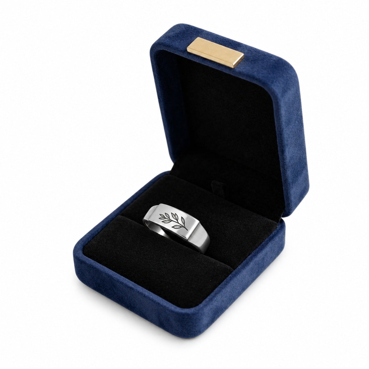 Custom botanical engraved wrap ring gift view
