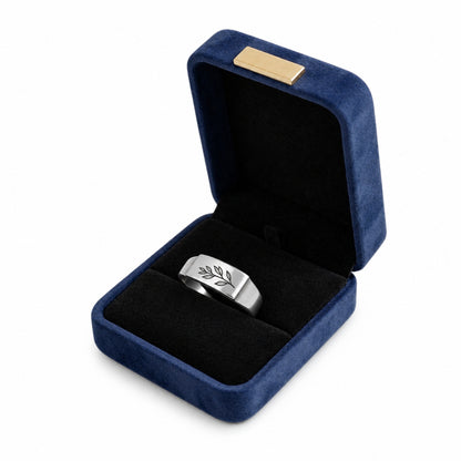 Custom botanical engraved wrap ring gift view