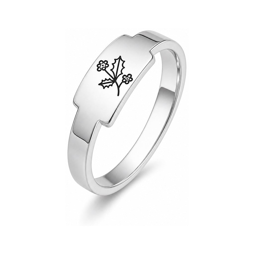 Custom botanical engraved wrap ring main view