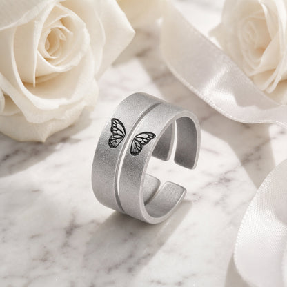 Custom butterfly open band ring side view