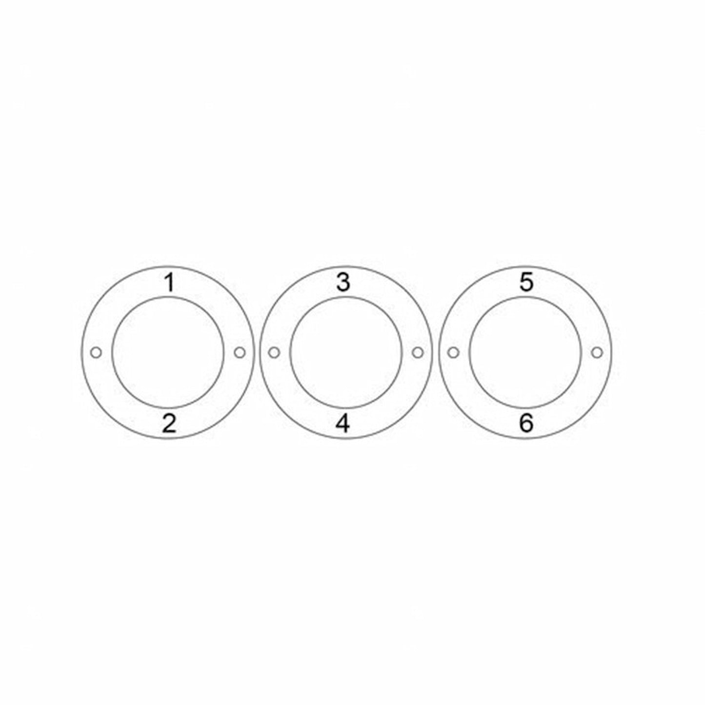 Custom circles bracelet engraving placement guide for multiple names.