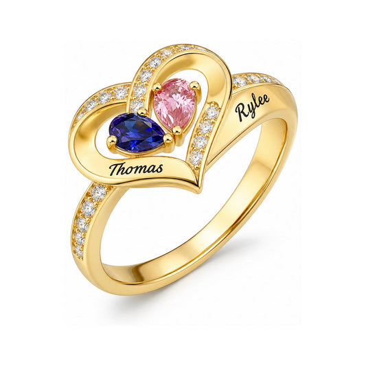 Custom Crown Heart Birthstone Ring main product view