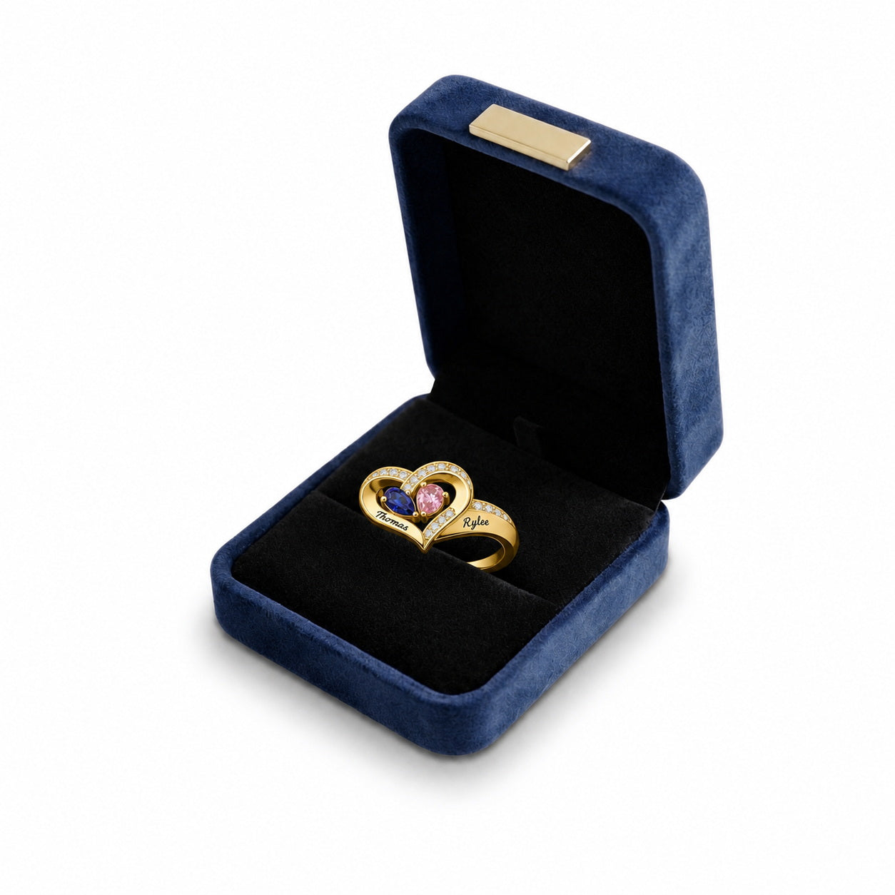 Custom Crown Heart Ring gift box view custom jewelry